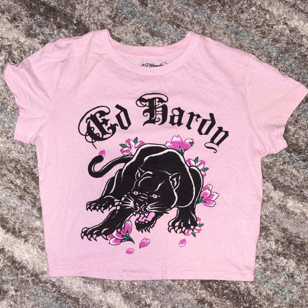 Ed Hardy Light Pink Panther Graphic Tee